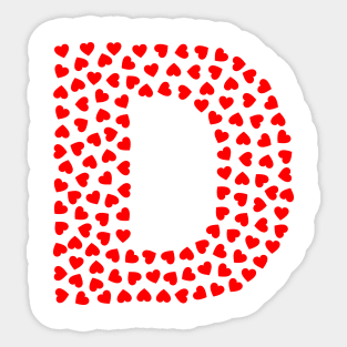 Letter D Heart Shape Initial Sticker